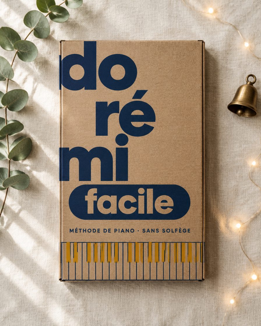 La boîte cadeau Dorémifacile en kraft, vue de dessus